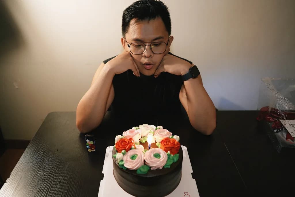 Decorated Floral Cake with Piped Flowers